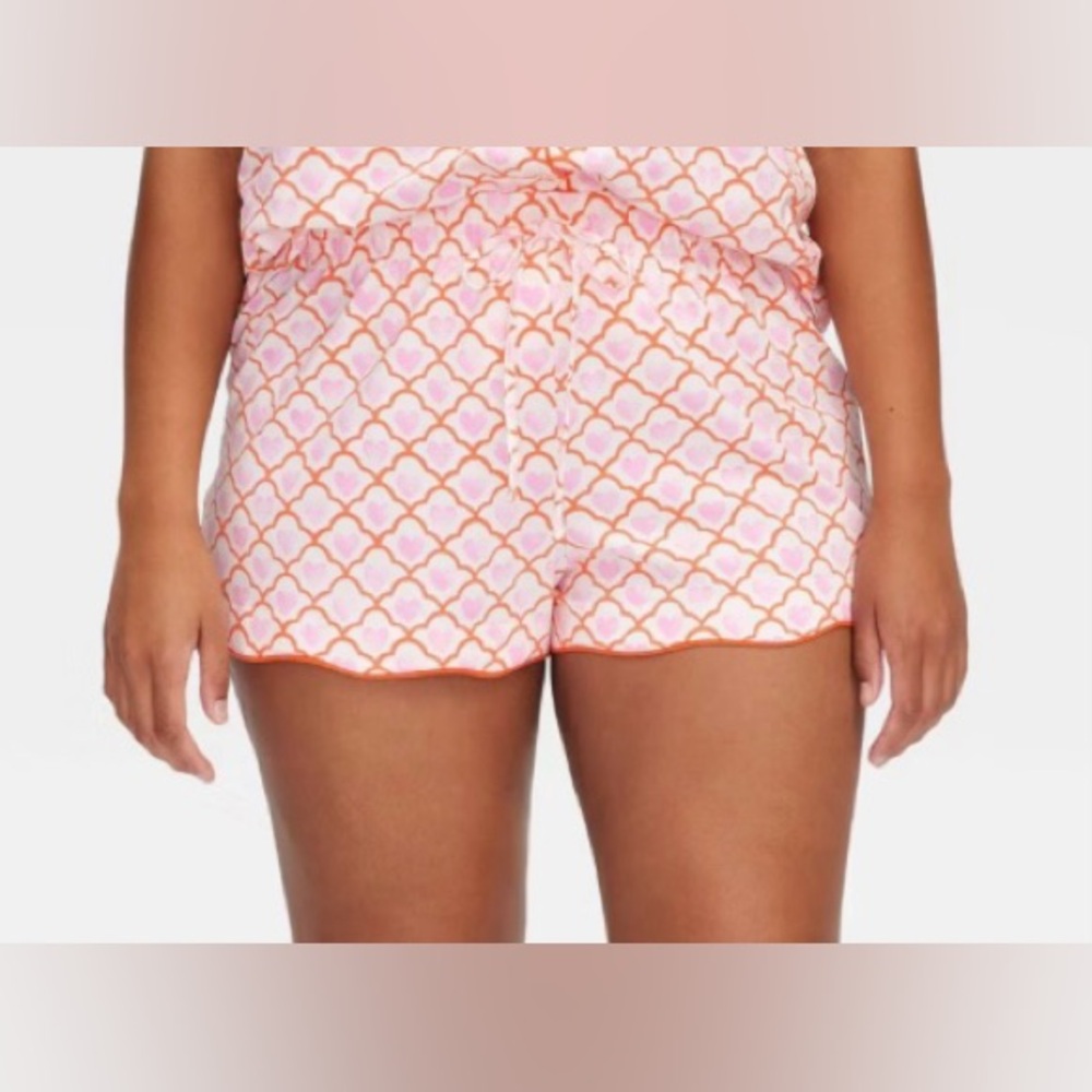 Roller Rabbit x Target Geo Hearts Pink & Orange Shorts PJ Set - L. NWT - Picture 4 of 13